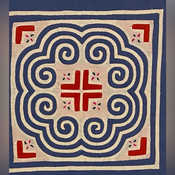 Vintage Hand Appliquéd Quilt Fabric Square -handmade Mola/ Egyptian textile art - Picture 5 of 5